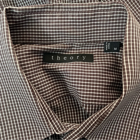 🍄3/$30 Theory Checkered Stretch Cotton Button Up Shirt - Picture 11 of 11